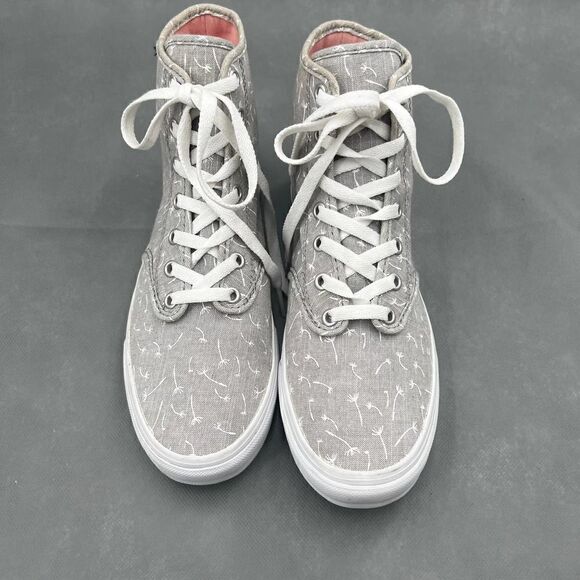 Vans Camden High-Top Gray White Canvas Dandelion Print Sneakers Size 7.5 - Picture 2 of 16
